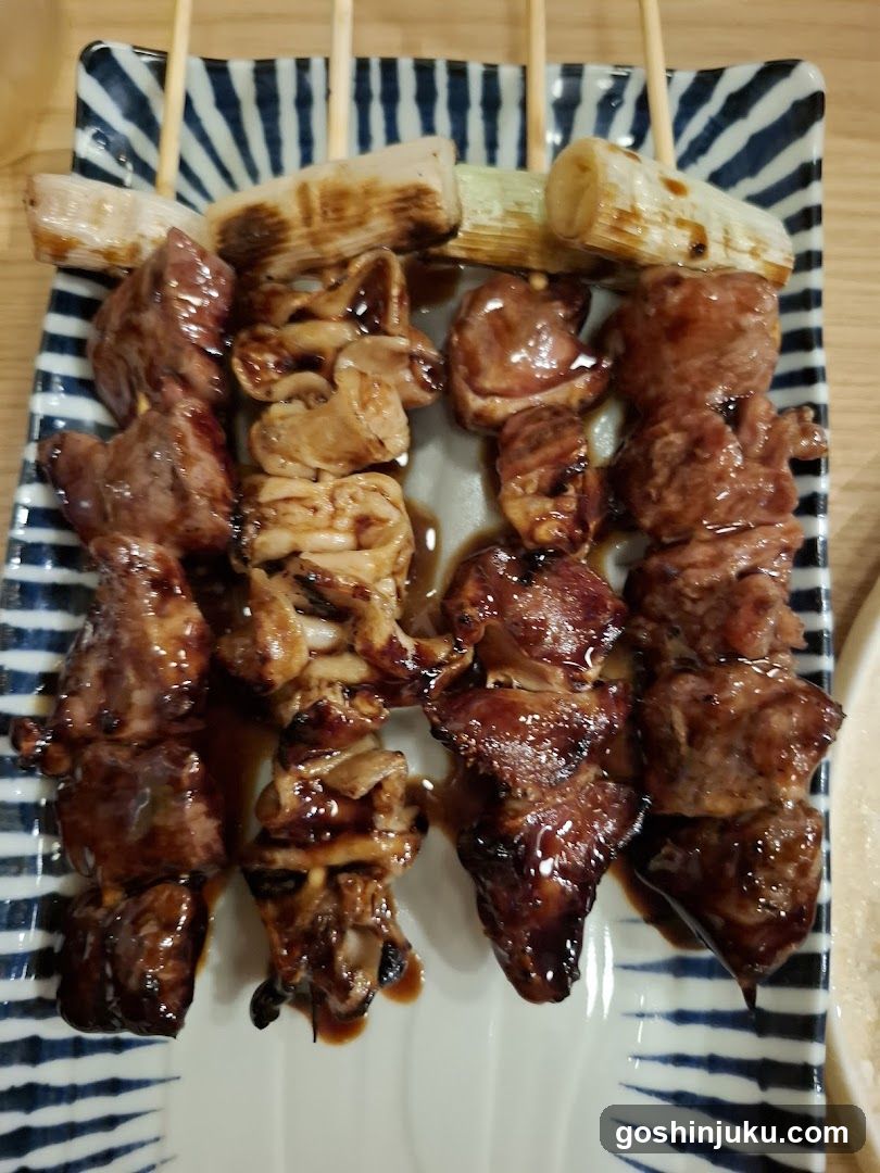 Grilled Skewers on a Striped Plate