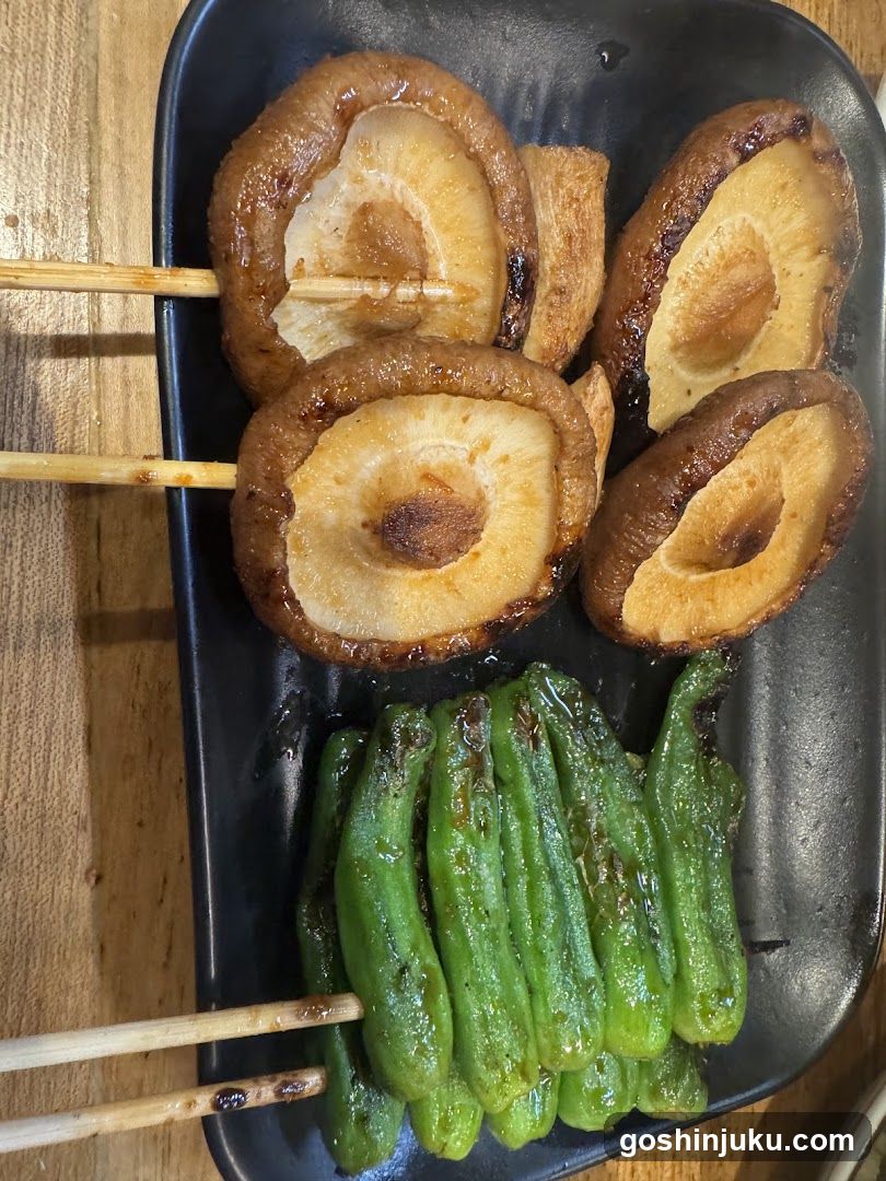 Grilled Shimeji and Eggplant Skewers
