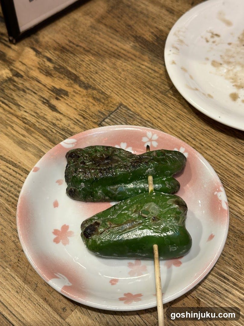 Grilled Shishito Peppers on a Small Plate