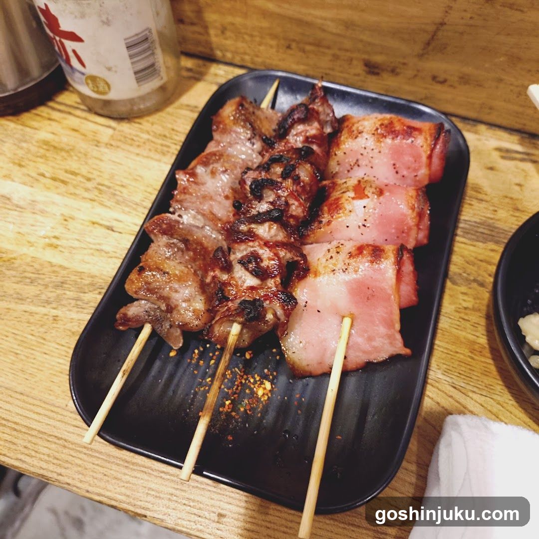 Grilled Skewers on Black Plate