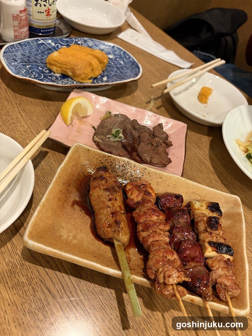 Japanese Table Setting with Skewers and Sides
