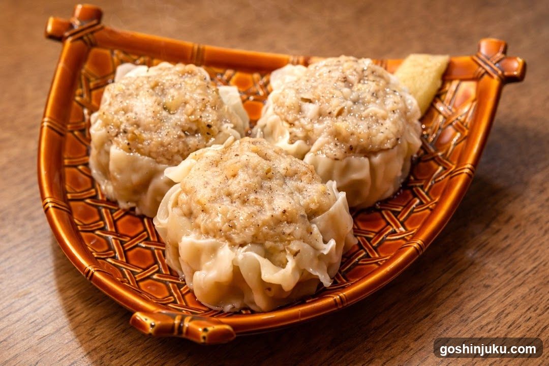 Steamed Dumplings on a Bamboo-Style Plate