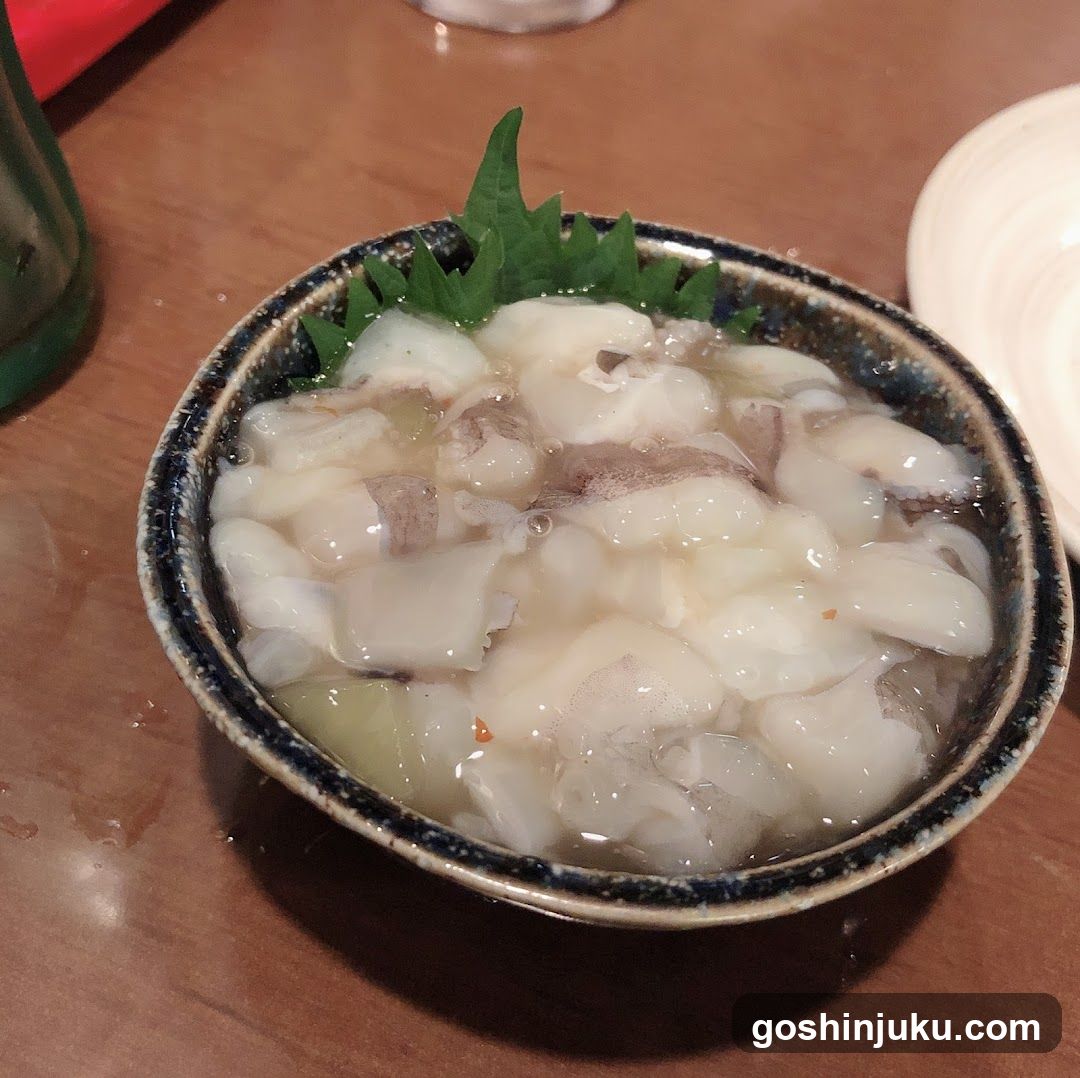 Bowl of Squid Soup with Shiso Leaf