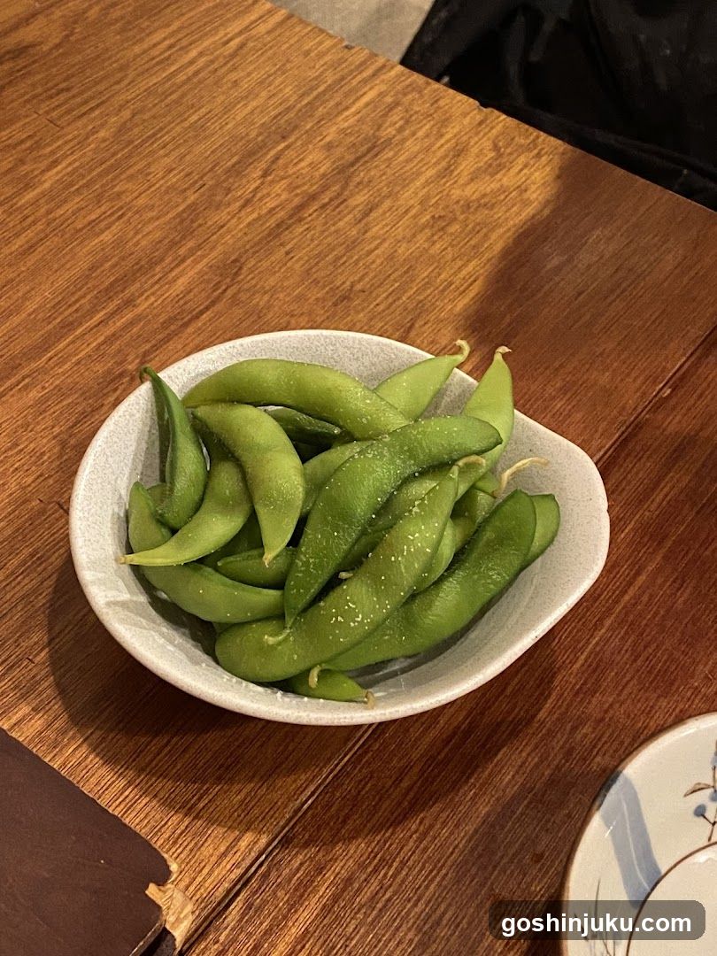 Edamame Bowl on Wooden Table