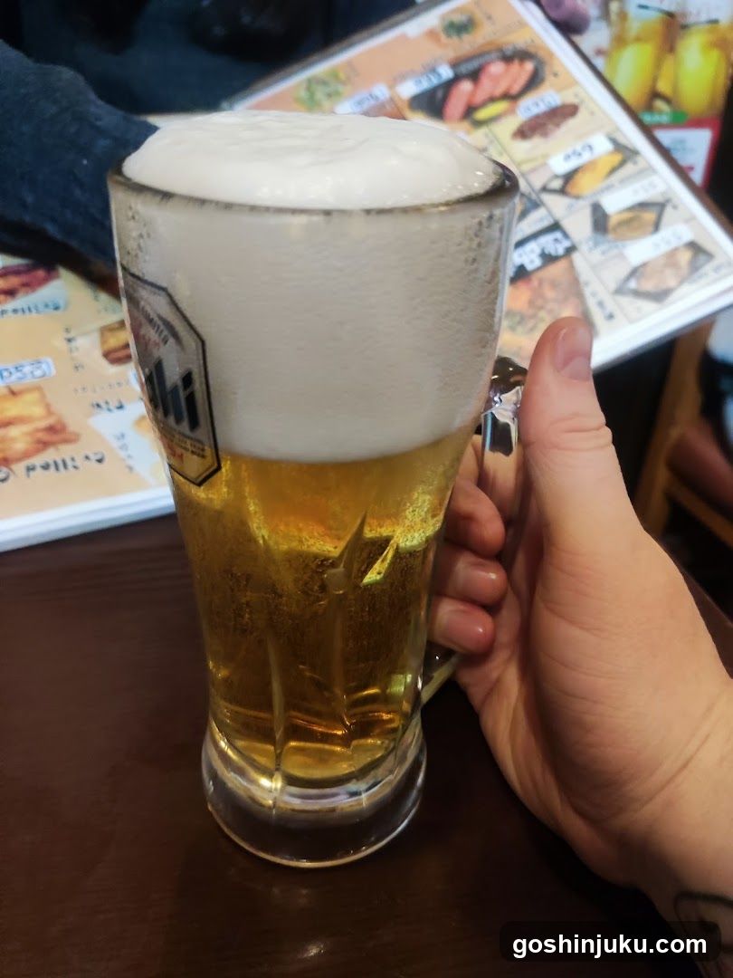 Beer in a glass with menu background