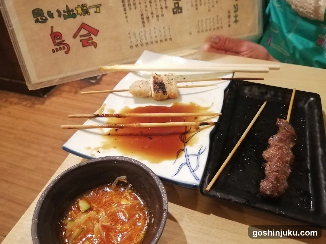 Japanese Yakitori Platter with Soy Sauce and Soup