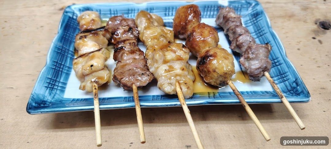 Grilled Skewers on Blue Plate