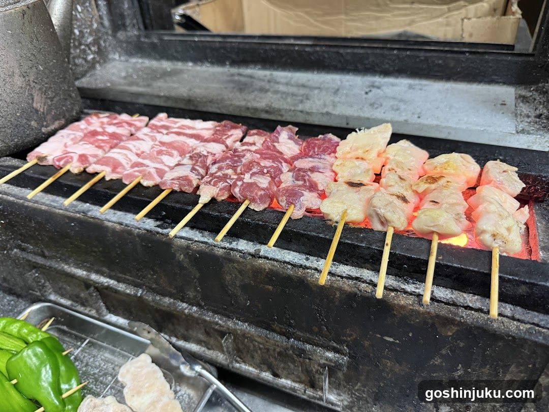 Grilled Skewers on Charcoal Grill