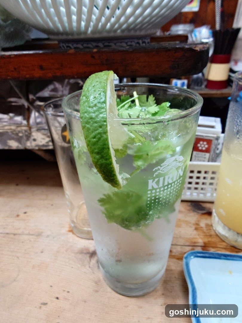 Cocktail with Lime and Cilantro