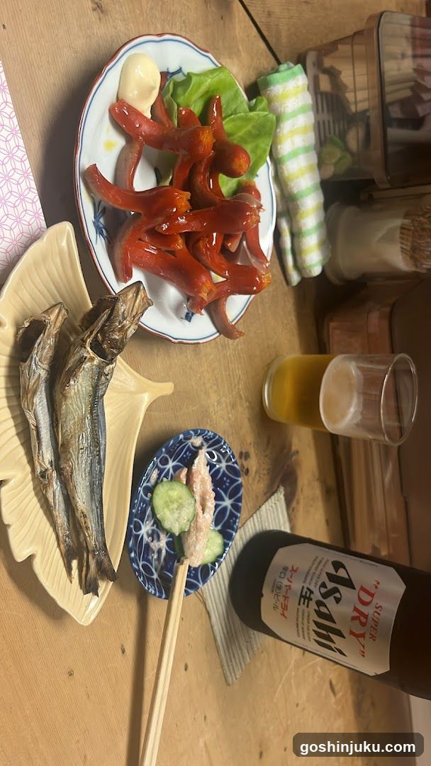 Japanese Meal with Beer