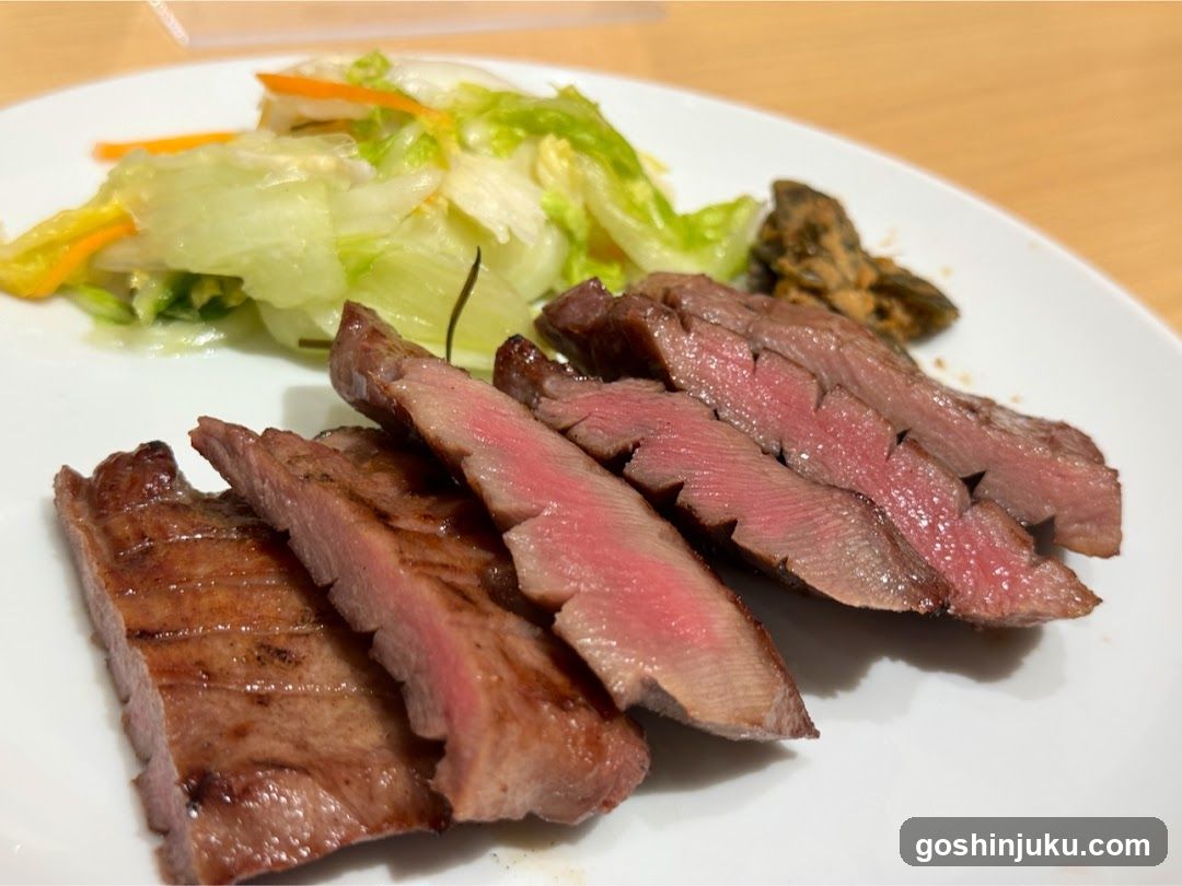 Sliced Steak with Salad and Side Dish