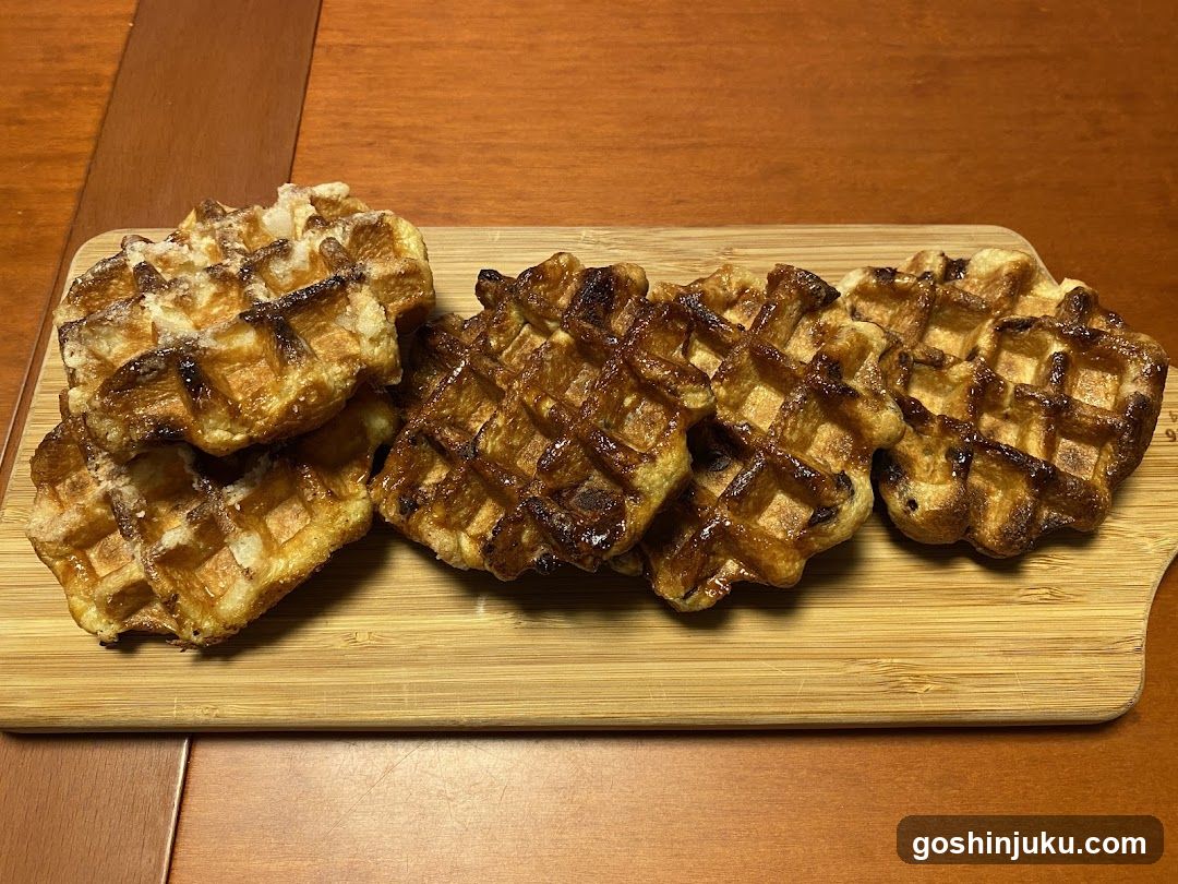 Waffles on a Wooden Board