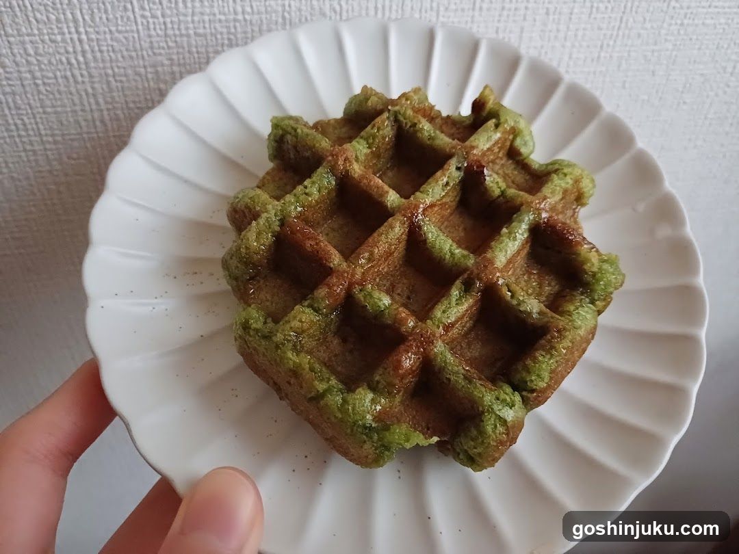 Matcha Waffle on a White Plate