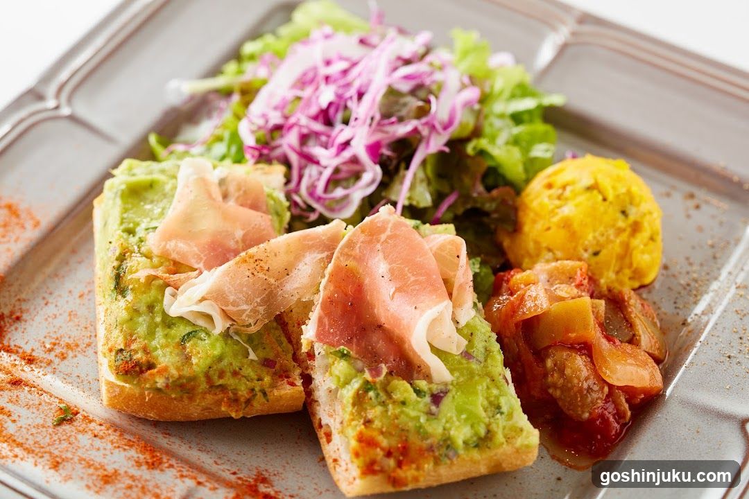 Avocado Toast with Ham and Salad