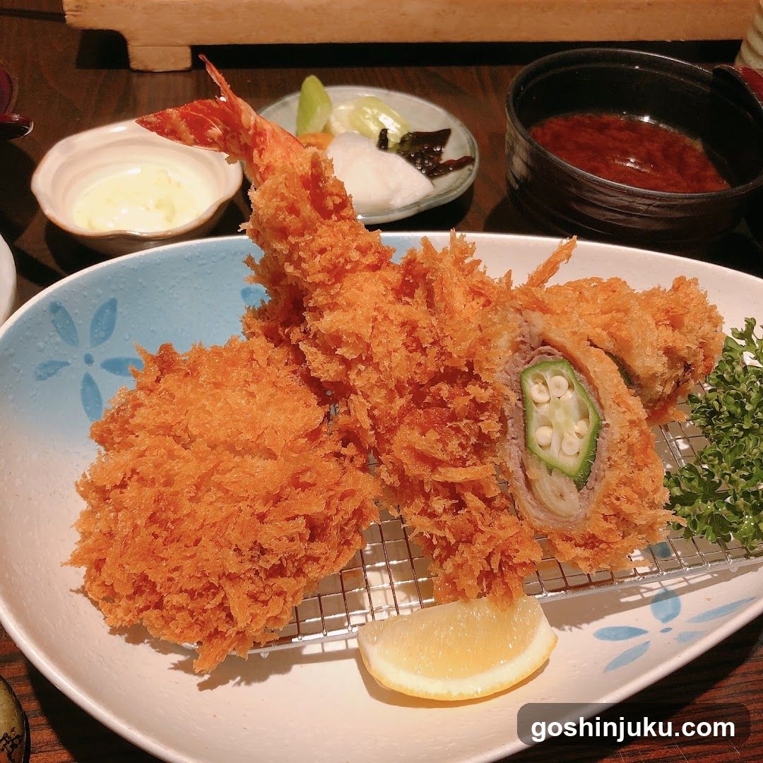 Tempura Platter with Okonomiyaki Roll