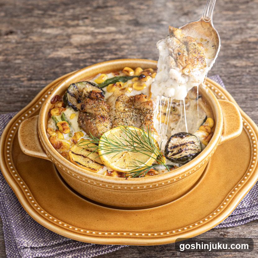 Grilled Chicken and Corn Casserole with Grilled Vegetables