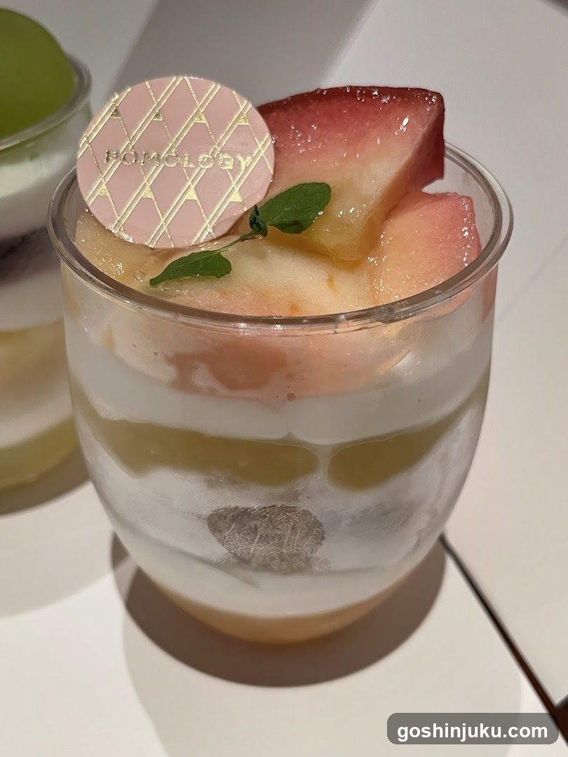 Dessert with Peach and Mint Garnish