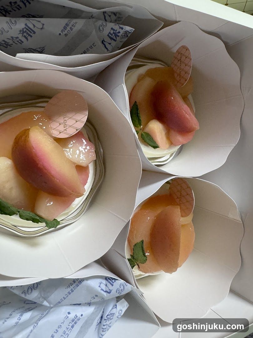 Peach Dessert Pastries in White Boxes