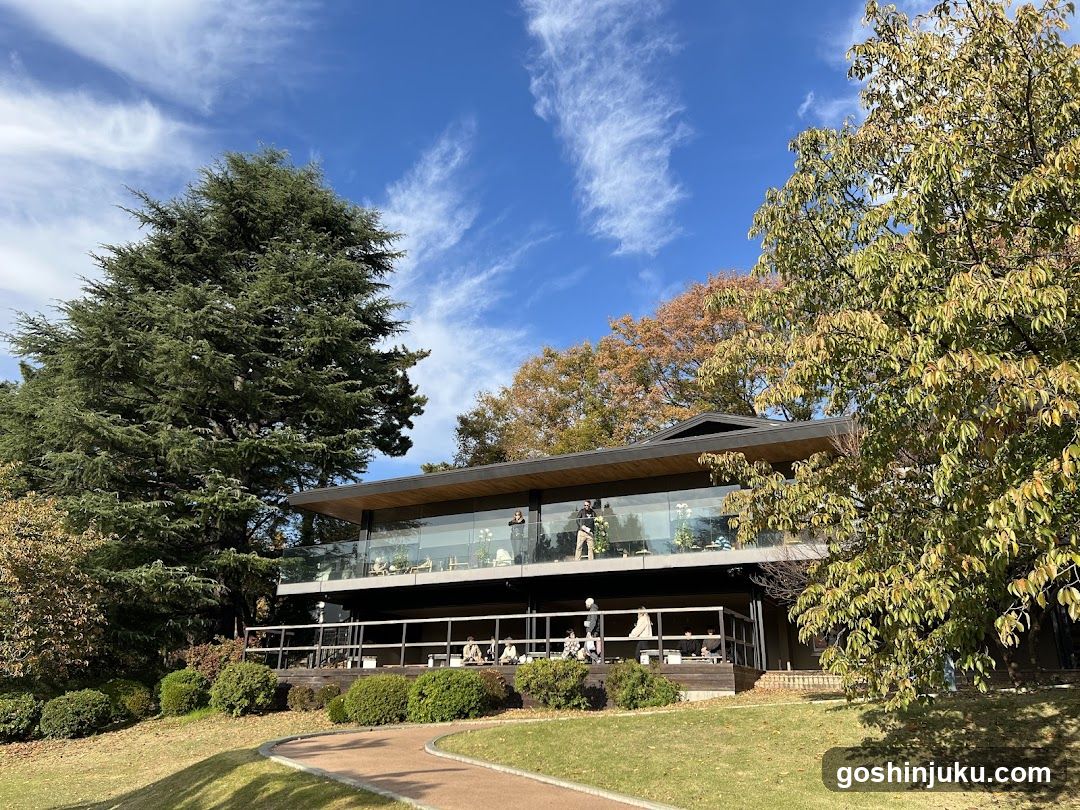 Modern Building with Outdoor Seating Area