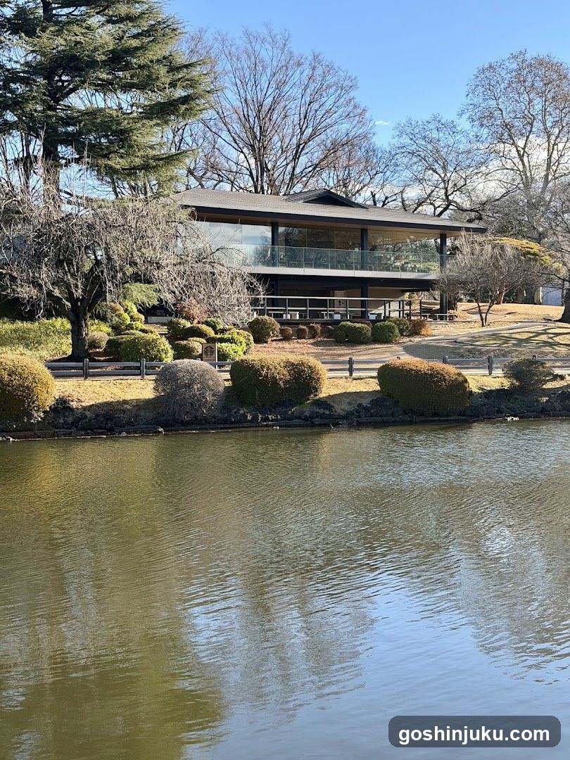 Modern building by the lake