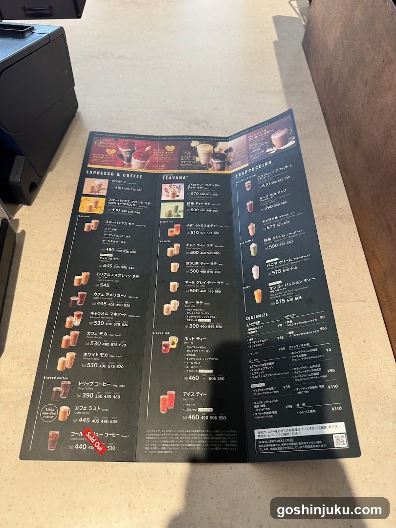 Coffee Menu