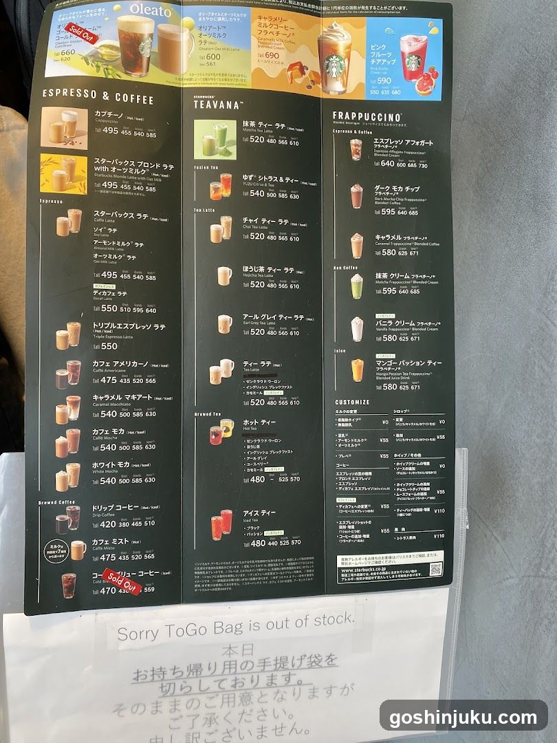 Starbucks Menu Board