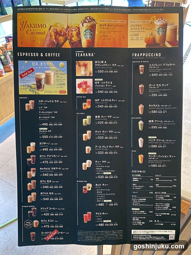 Starbucks Menu Board