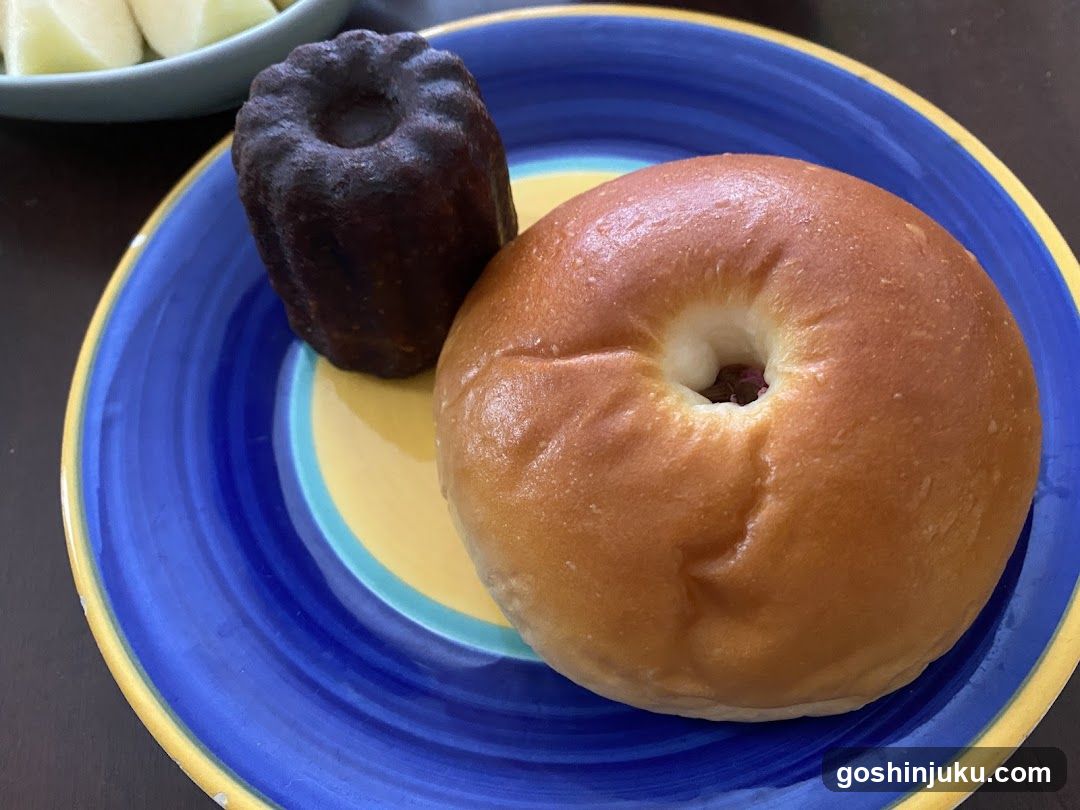 Bagel and Cané on Blue Plate