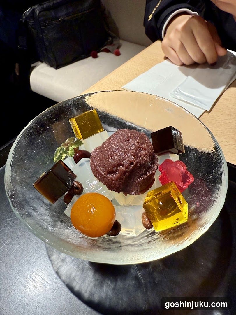 Dessert Bowl with Gelatin Cubes and Ice Cream