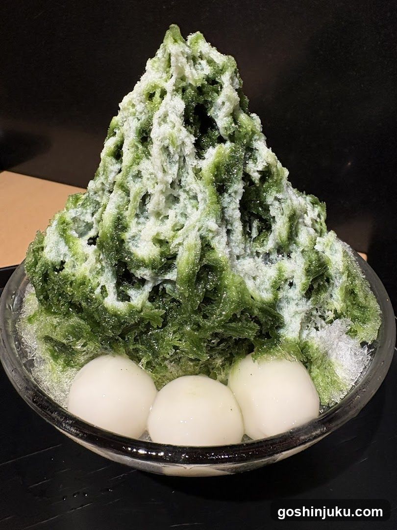 Matcha Shaved Ice with Dango Balls