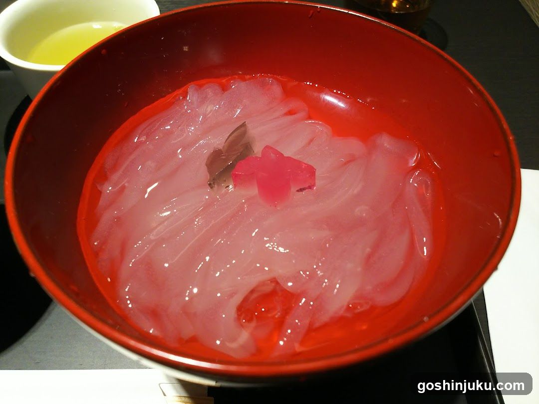 Red Bowl with Pink Slaw and Garnish