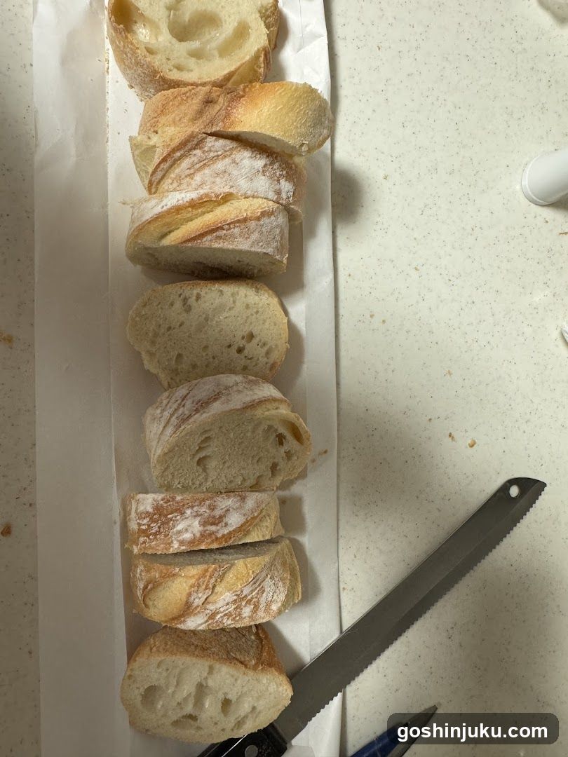 Sliced Baguette on Counter