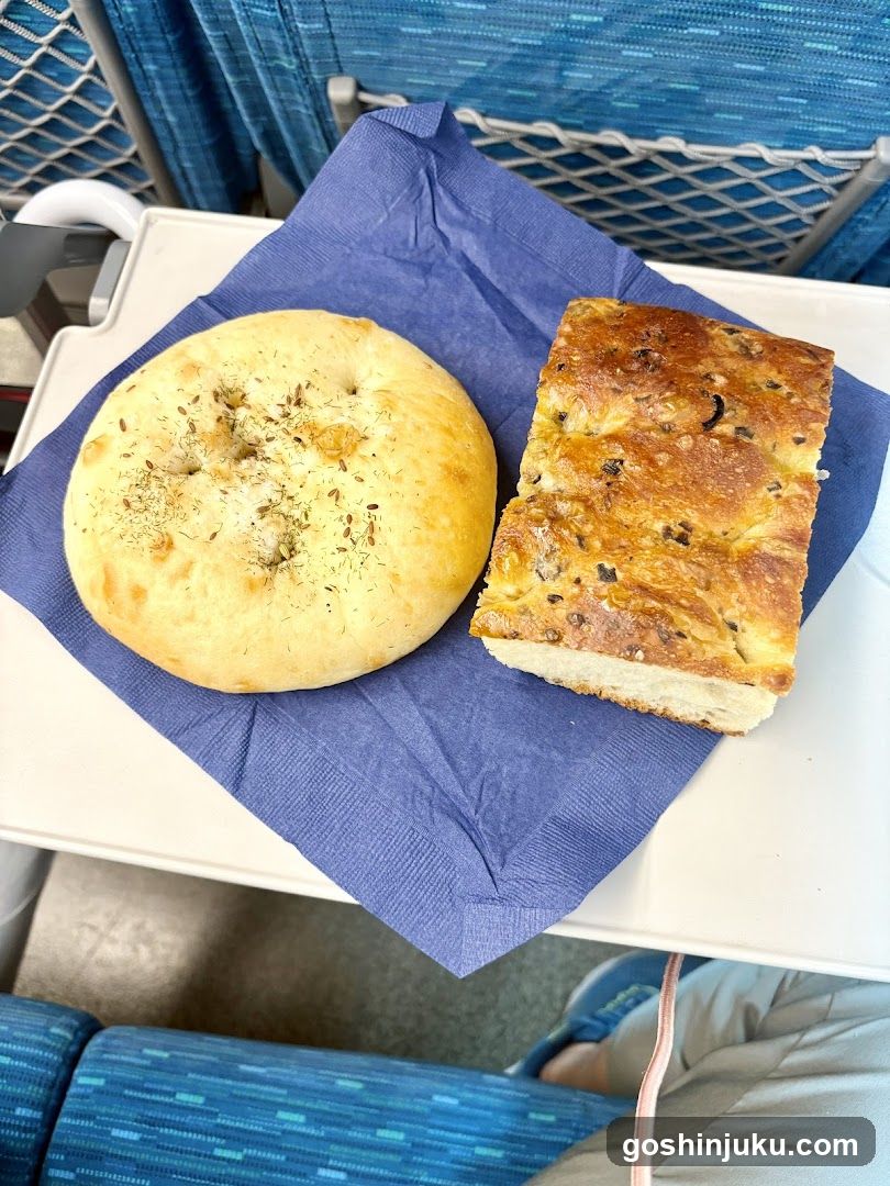 Bread on Train Tray Table