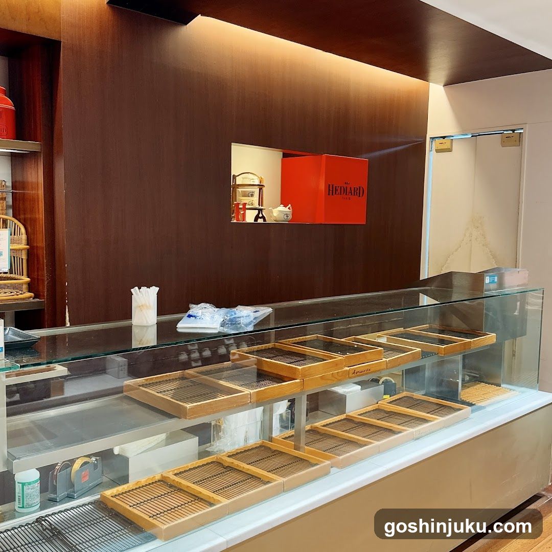 Interior of a bakery or cafe display case