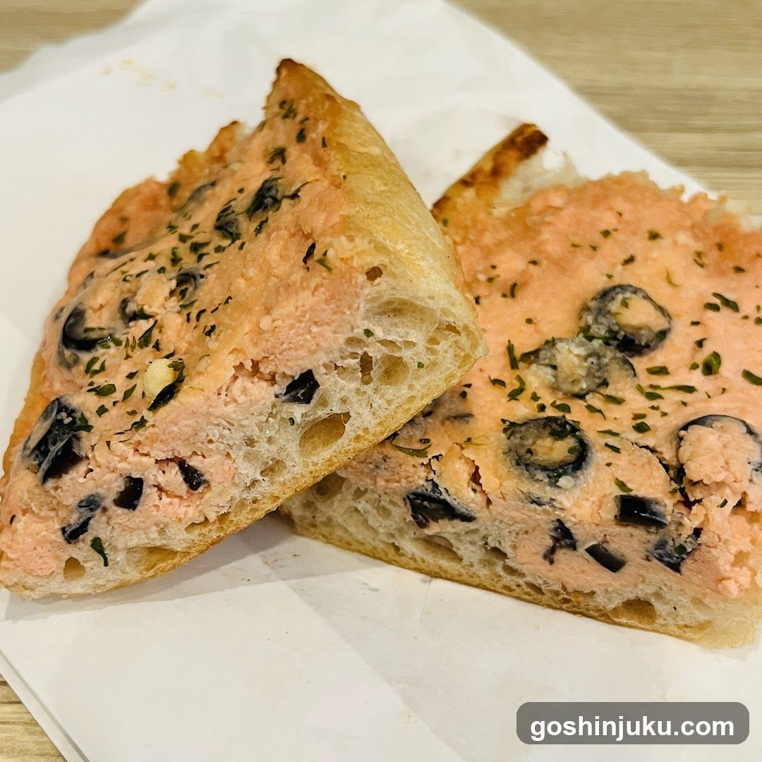Salmon and Olive Focaccia Slice
