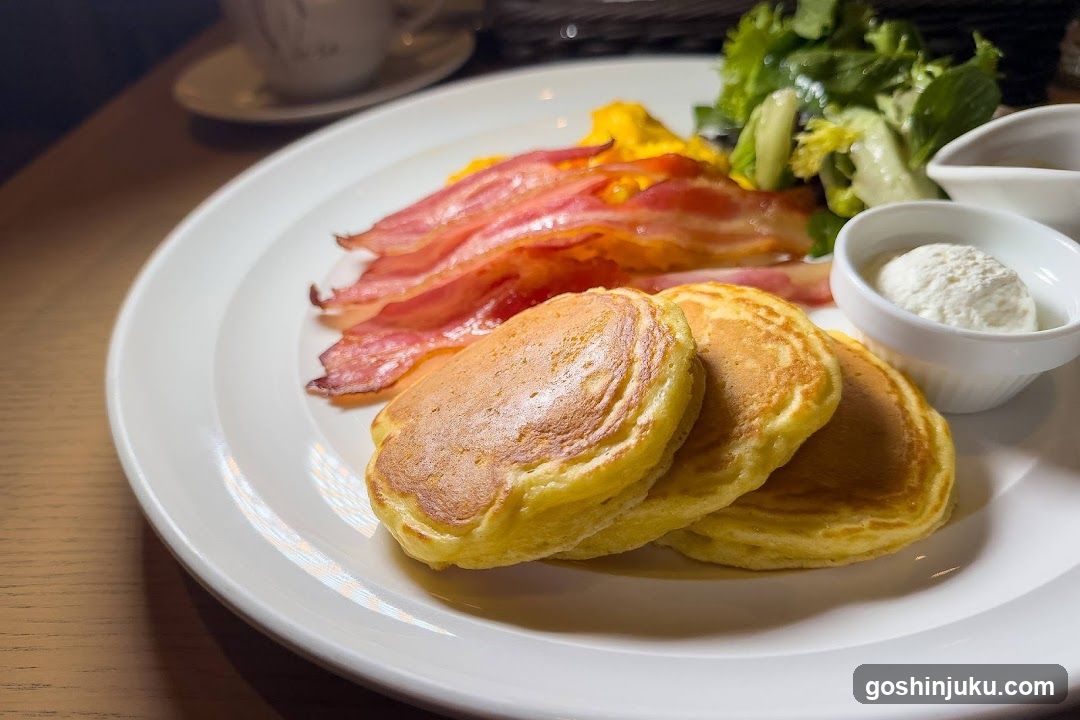 Breakfast Plate with Pancakes and Bacon