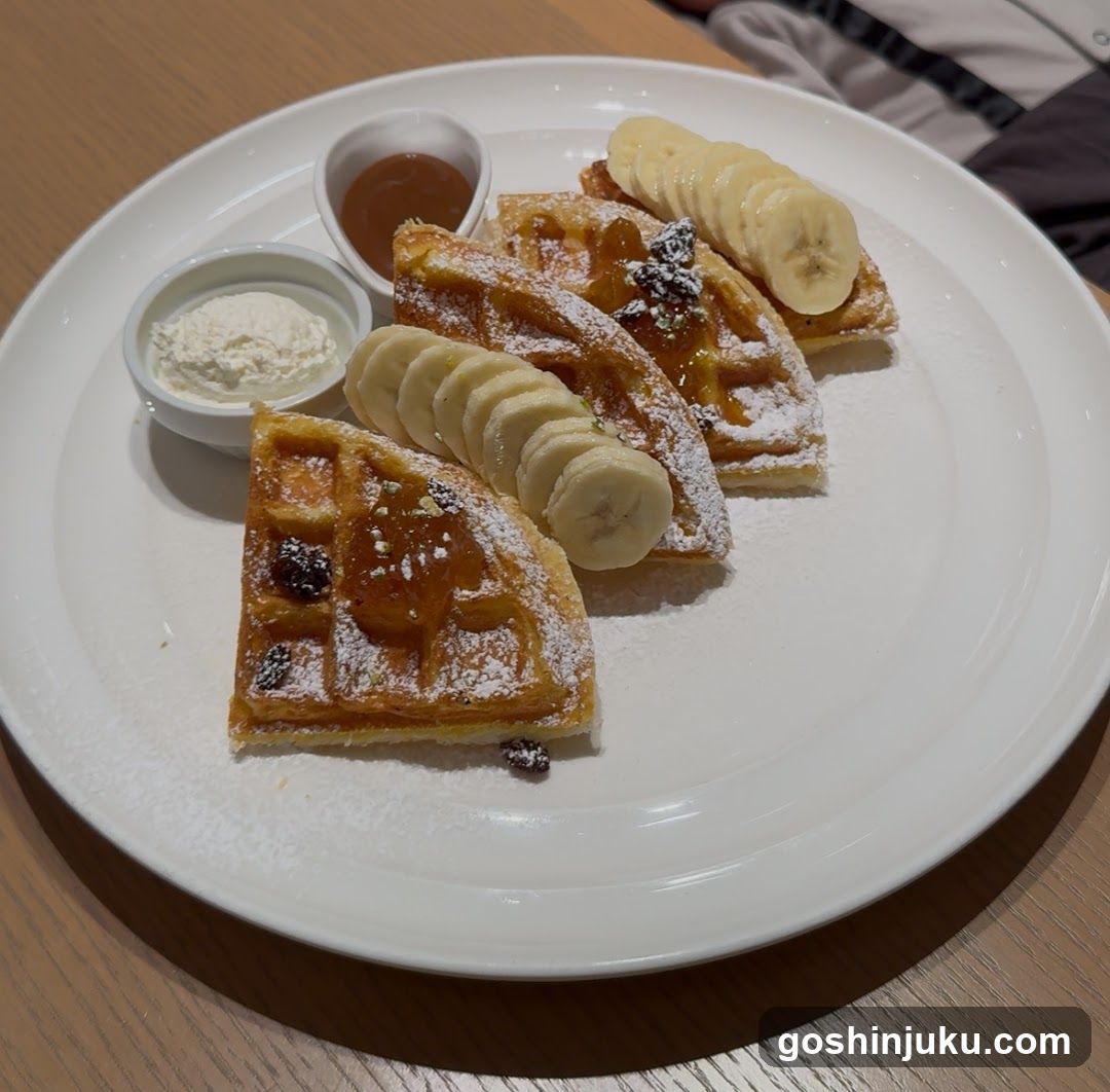 Waffle with Banana and Syrup