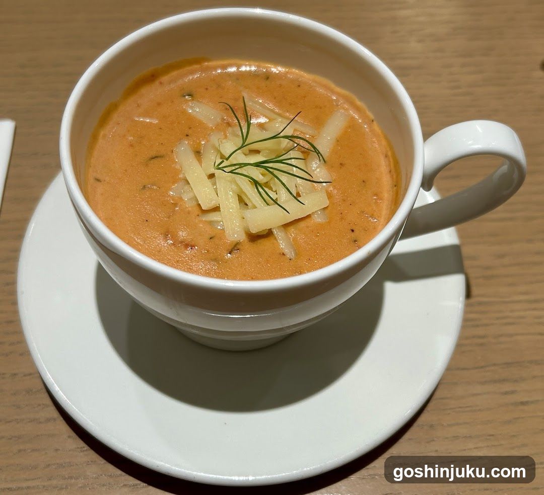 Creamy Tomato Soup with Cheese and Dill