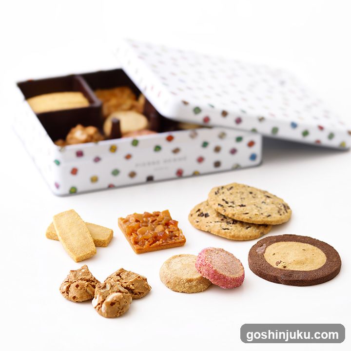 Assorted Cookies and Pastries in Polka Dot Tin