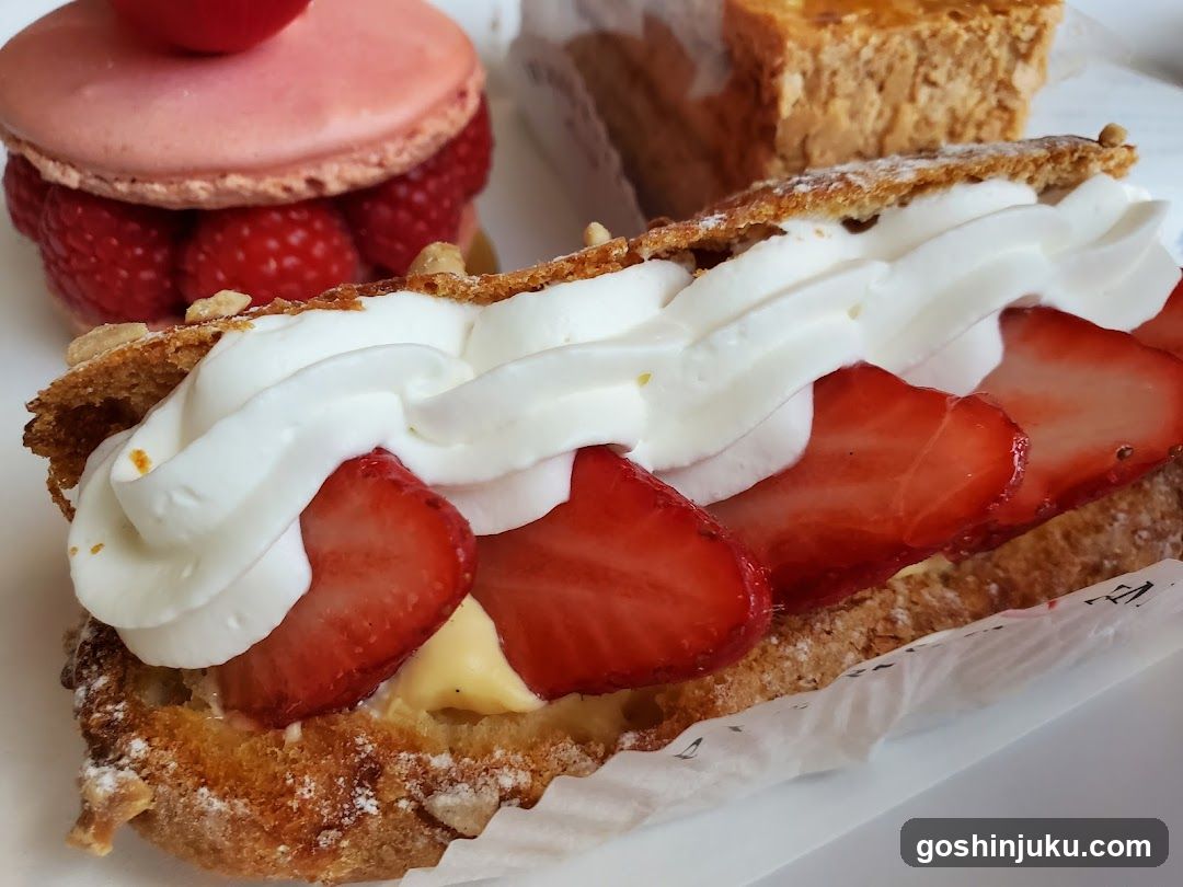 Strawberry Cream Eclair with Raspberry Macaron