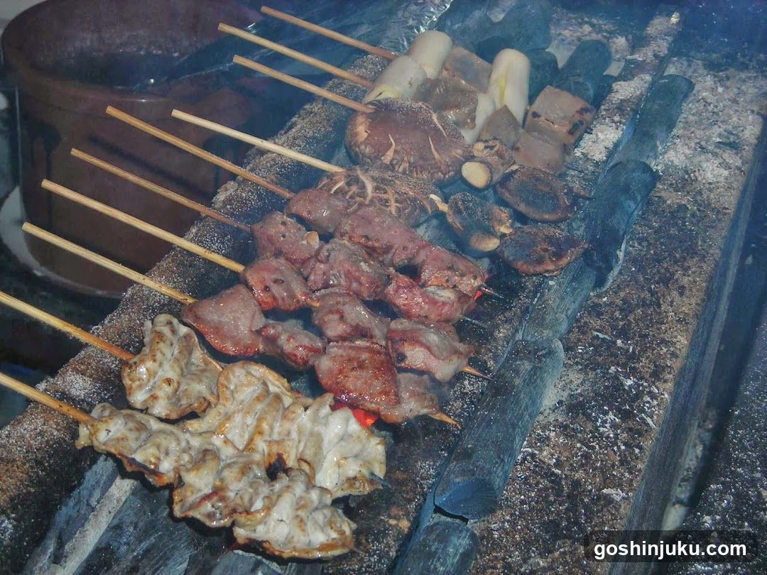 Grilled Skewers on Charcoal Grill