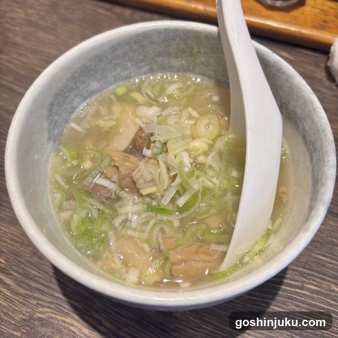 Bowl of Soup with Scallions and Meat