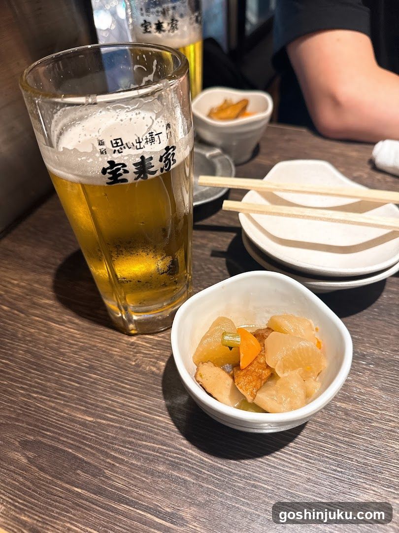Beer and Side Dishes at a Restaurant