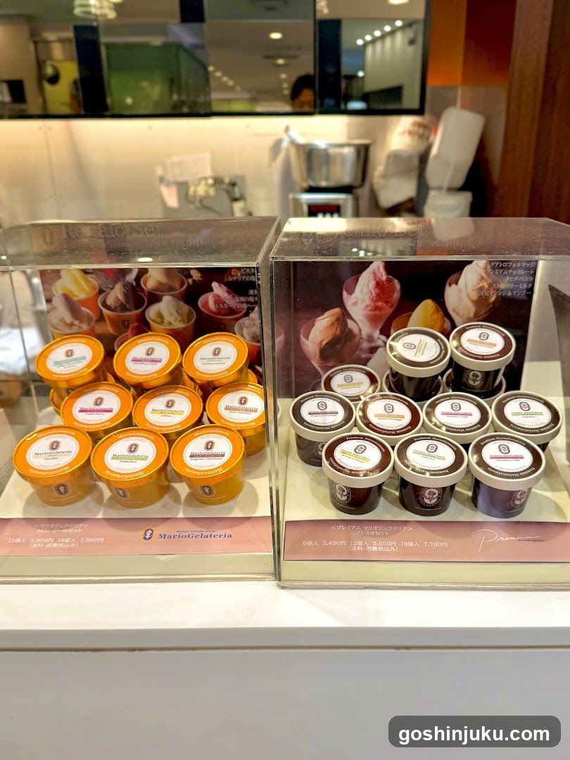 Mario Gelateria and Pina Ice Cream Display