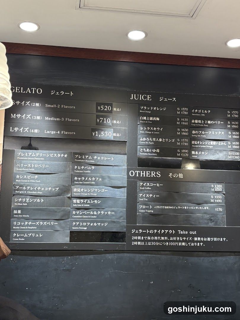 Gelato and Juice Menu Board