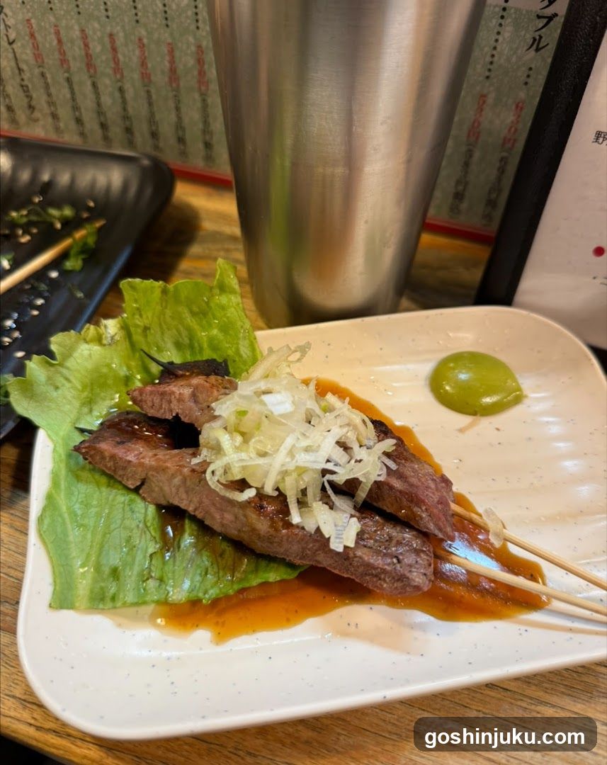 Grilled Beef Skewer with Lettuce and Sauce