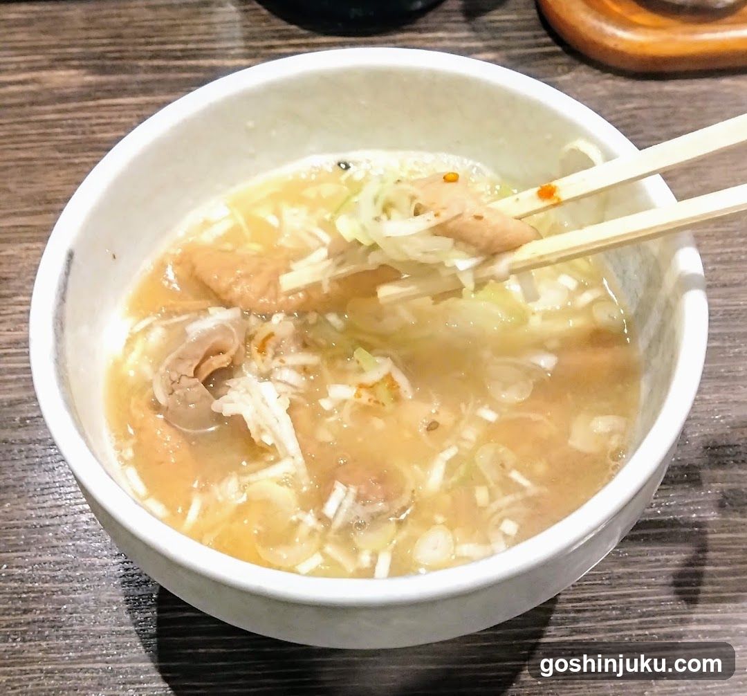 Bowl of Japanese-style soup with noodles and meat