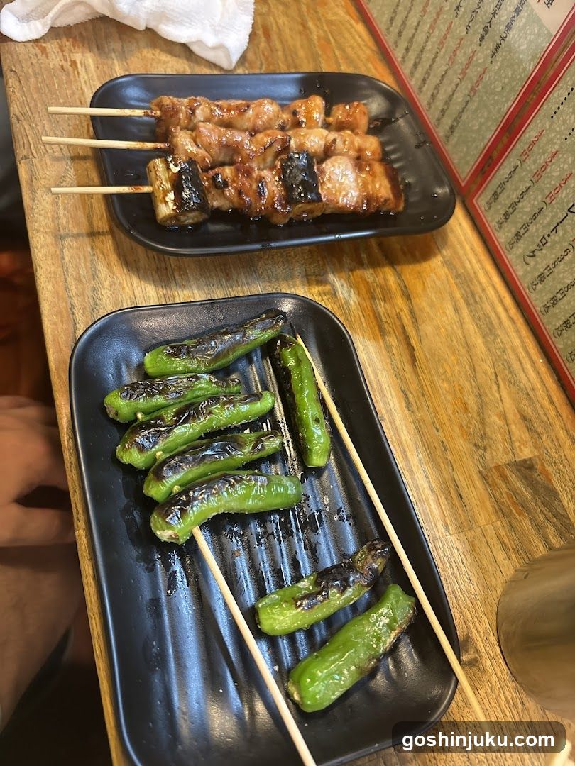 Grilled Skewers on Wooden Table