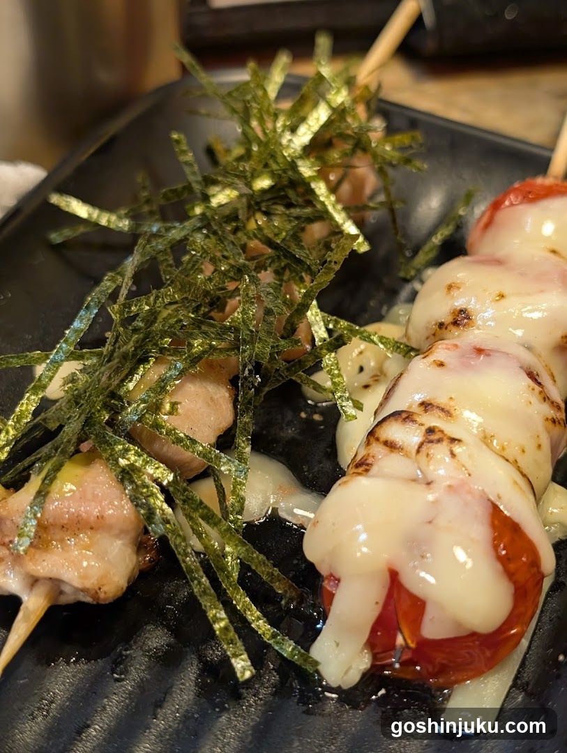 Grilled Skewers with Cheese and Nori