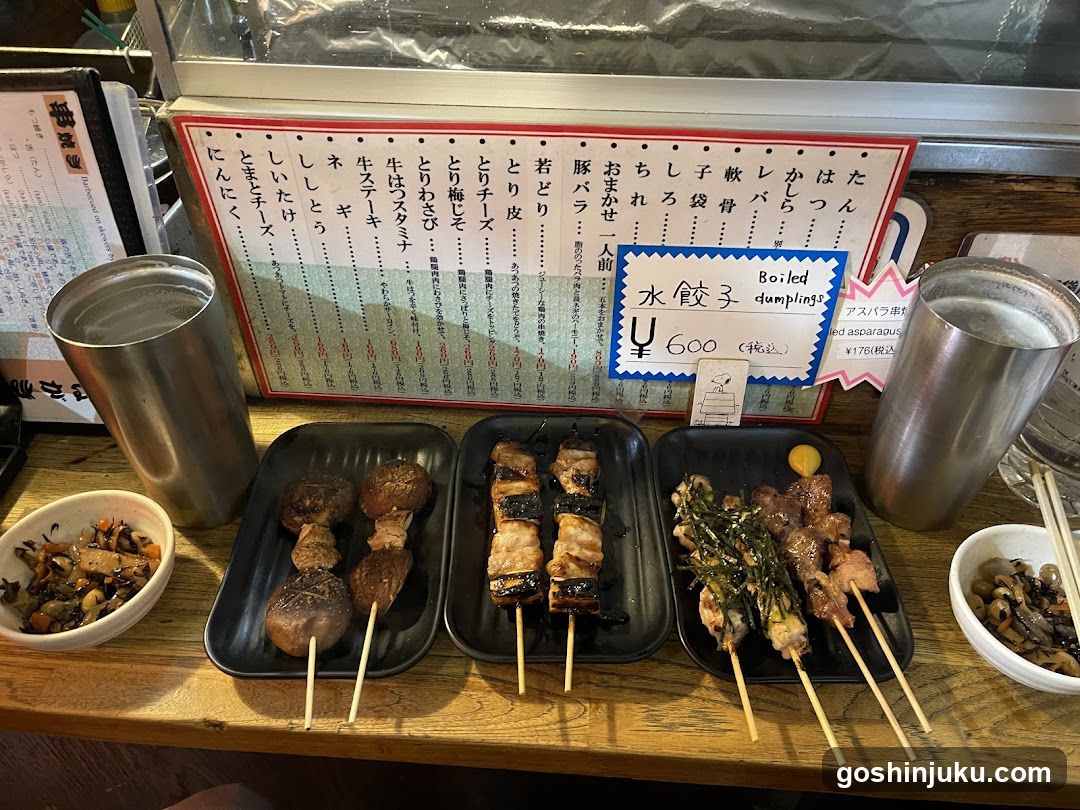 Japanese Yakitori and Dumplings Display